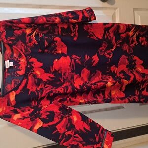 Vibrant Red and Black Floral Dress